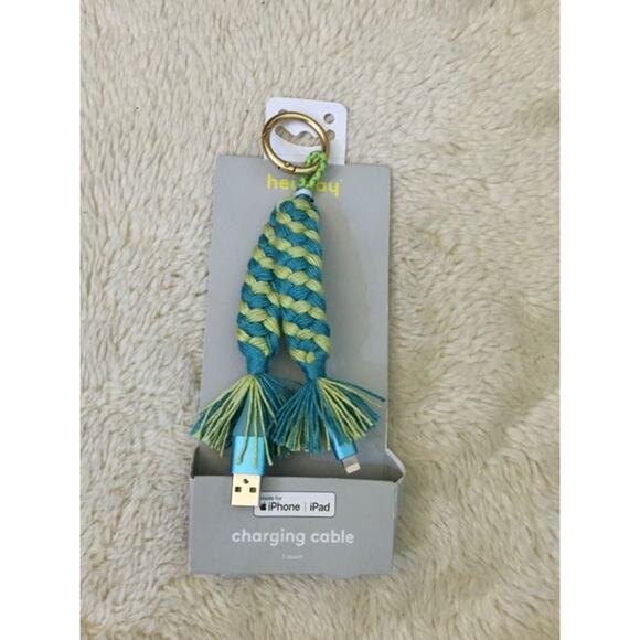 heyday 6" Lightning to USB-A Macrame Keychain Cable-Teal - Picture 1 of 1
